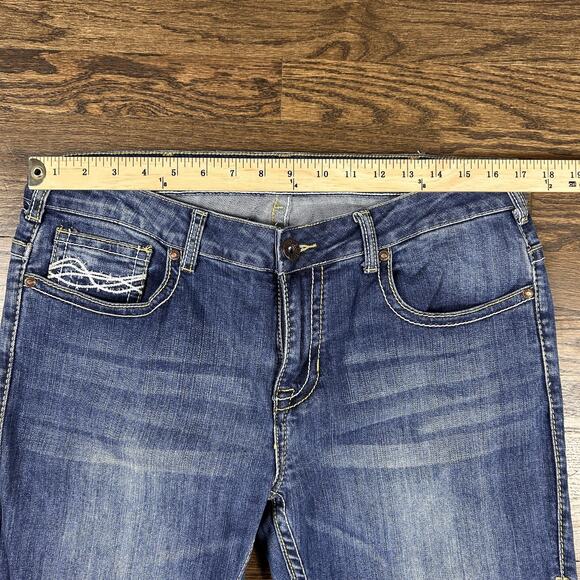 Cowgirl Tuff Co Jeans Womens 32x37 Blue Don't Fence Me In Bootcut Western - Picture 5 of 12